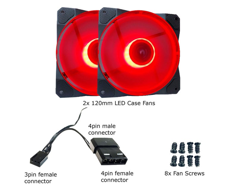 APEVIA CO212L-RD Cosmos 120mm Red LED Ultra Silent Case Fan w/ 16 LEDs & Anti-Vibration Rubber Pads (2 Pk) - Image 5